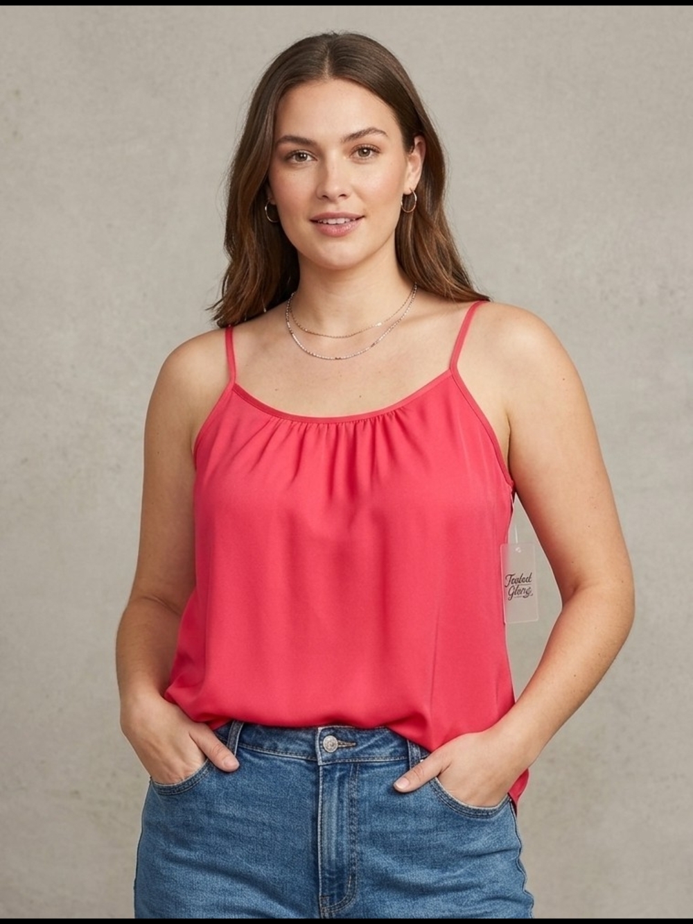 Faded Glory Elegant Pink Spaghetti Strap Cami Women's Small